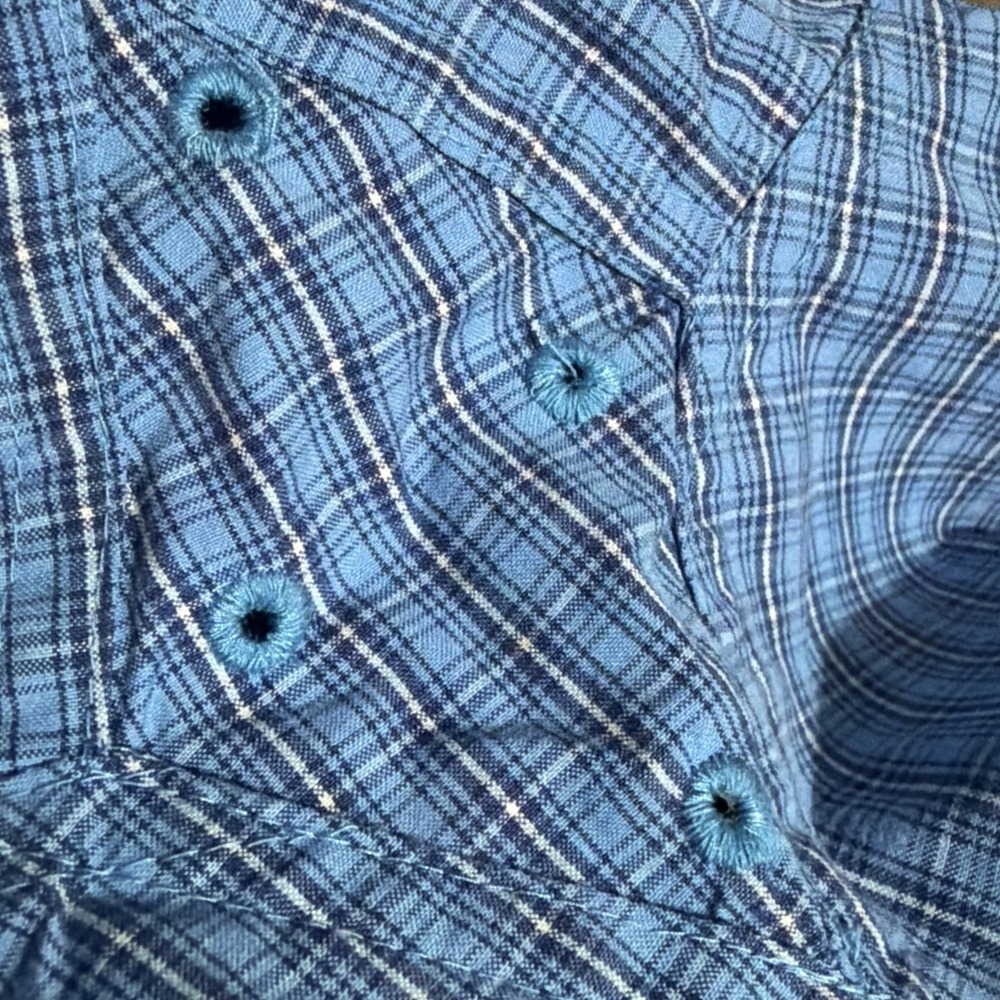 Ariat Pro Series Men's Button Down Shirt M Blue Plaid Long Sleeve Pocket - Picture 8 of 12